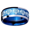 thumbnail image 2 of Tungsten Celtic Knot Heart 8mm Glossy Blue Two Tone Polished Beveled Edges Men Ring, 2 of 2