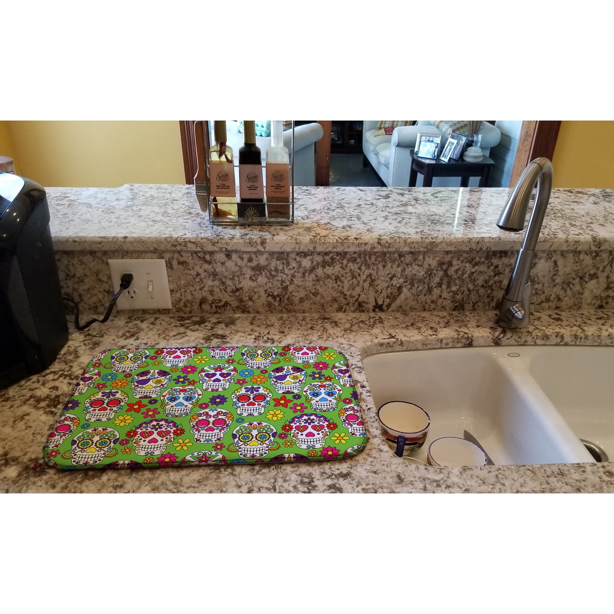 Caroline's Treasures Day of the Dead Green Dish Drying Mat