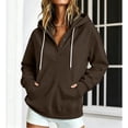 thumbnail image 4 of Asgosdo Hoodies for Women Long Sleeve Button Collar Drawstring Hooded Tops Loose Fit Sweatshirts Comfy Casual Winter Pullover, 4 of 6