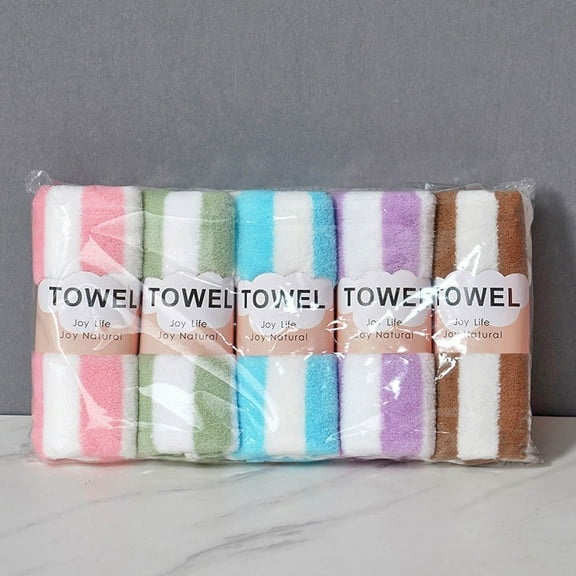 Towel Set,5pc Soft Bath Towels,Microfiber Towels for Bathroom with Colorful Striped,Microfiber Bath Towels,Small Bath Towels,Travel Towels,Super Absorbent Towels,Children's Household Soft Gift Towel