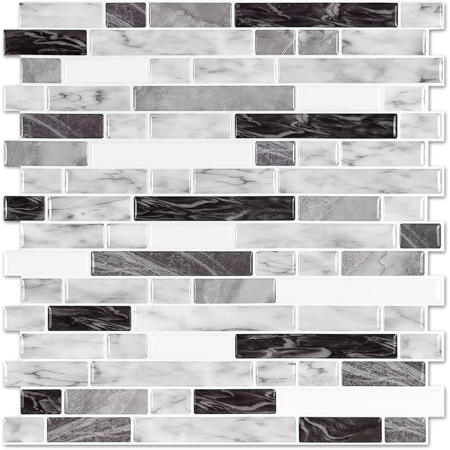 Thicker Design Peel and Stick Tile Backsplash, 12”×12”Stick on Backsplash for Kitchen, Self Adhesive Tile for Kitchen Backsplash and Bathroom(10 Sheets, Carrara Grey)