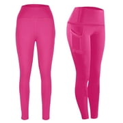 Bocqde Solid Leggings for Women High Waisted Yoga Pants Stretch Compression Pant Athletic Workout Pants with Pockets Women's Leggings Today