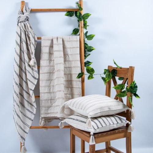 Natural striped throw 50"x60" - Cream