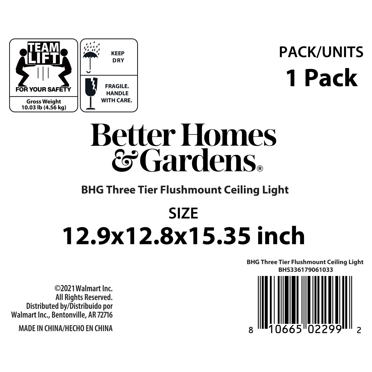 Better Homes & Gardens 13" Farmhouse 3-Light Bronze Flush Mount Ceiling Light, Seeded Glass Shades