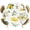 White, variant on Boho Lemons Round Tablecloth 36-44 Inch Round Fitted Table Cloth with Elastic Edge, Summer Yellow Fruits Flowers Leaf Blue Stripe Waterproof Table Cover Protector for Outdoor Picnic Party Dining