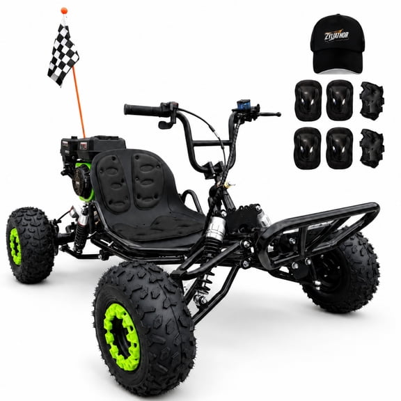 Zyliathor 212cc Gas-powered off-road Go Kart for Teens and Adults, up to 35 mph, CVT, Rear Hydraulic Disc Brake, AT145/70-6 Tires (Black)