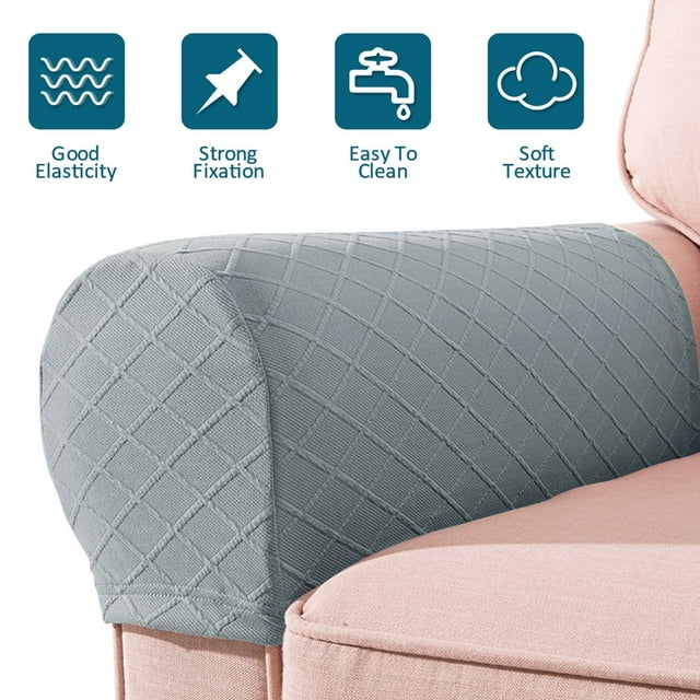 4Pcs Armrest Covers Stretch Couch Arm Covers Anti-Slip Armrest Covers with Nails Washable Sofa Chair Arm Covers Anti-Sc