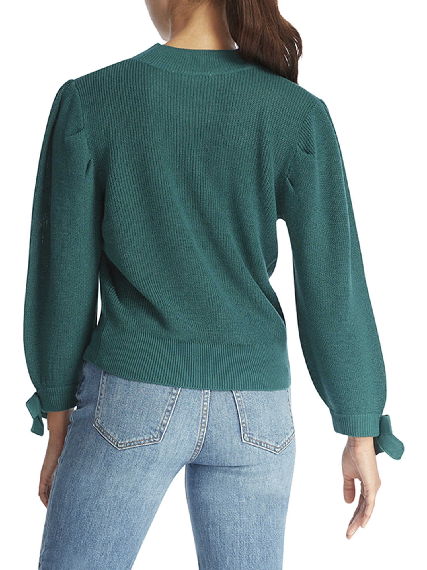 Heather B Women's Plus Size Mock Neck Bow Sleeve Sweater