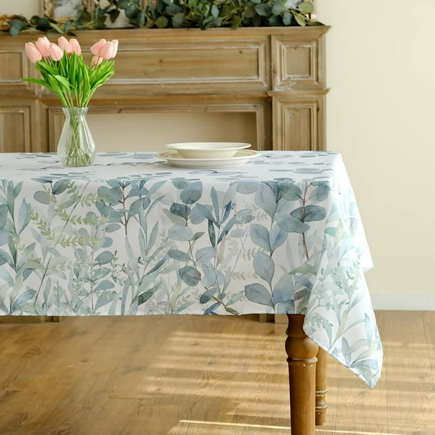 Eucalyptus Leaf Tablecloth 60*84 Inch Rectangle Green Butterfly