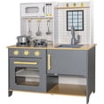 thumbnail image 1 of Cocina Infantil Madera Niños Cocinita Moderna Accesorios Gris Little Monkey, 1 of 6