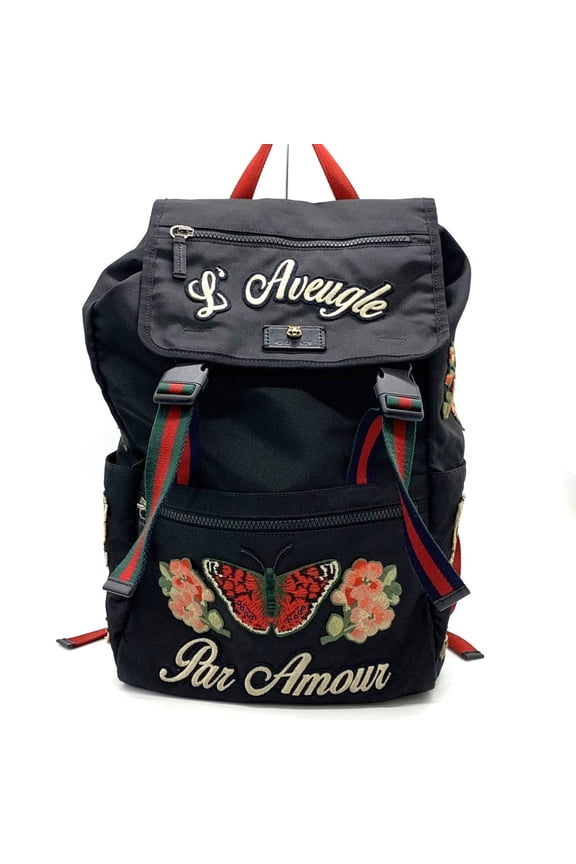 Pre-Owned GUCCI 450982 Backpack/Daypack with Cat Head Embroidered Patch, Tiger,... (Good)