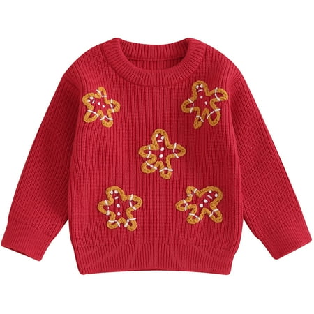 

Newborn Infant Baby Girls Christmas Sweater Long Sleeve Crew Neck Stars Warm Knit Pullover Winter Tops