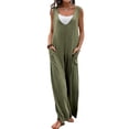 thumbnail image 2 of hirigin Women Jumpsuit, Elegant Sleeveless Patchwork Loose Long Wide Leg Pants with Pockets, 2 of 5