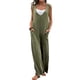 thumbnail image 2 of VISgogo Mono para mujer, elegante, sin mangas, patchwork, suelto, largo, pierna ancha, pantalones con bolsillos VISgogo  moda, 2 of 9