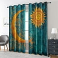 thumbnail image 3 of Teal Curtains For Bedroom, Celestial Sun And Moon Drapes 2 Panels Set, Mystical Boho Blackout Curtains For Living Room Home Decor, Patterned Grommet Drapes 42"W x 84"L, 3 of 6