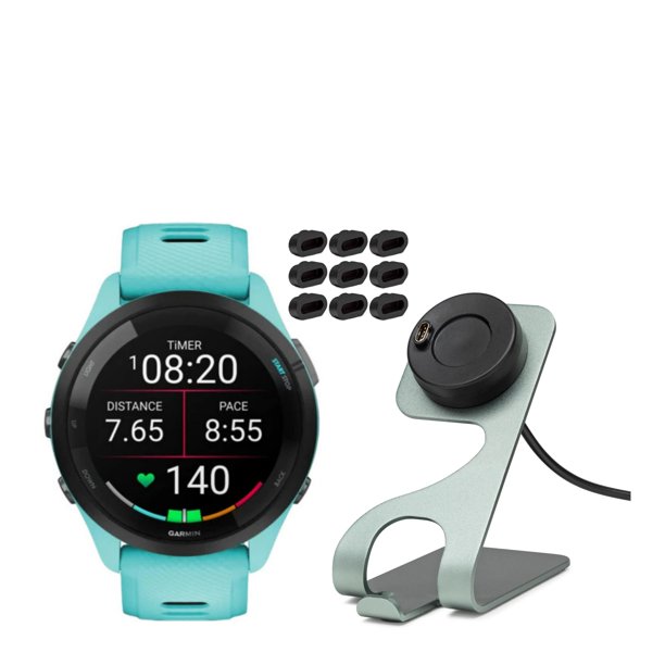 Paquete de reloj inteligente Garmin Forerunner 265 Aqua con cargador