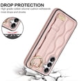 thumbnail image 3 of Finger Ring Wrist Band Phone Case Compatible with Samsung Galaxy S24 for Women Girls, Adjustable Wristband Kickstand [Stand Function] PU Leather Case Cover for Samsung Galaxy S24, Rosegold, 3 of 8