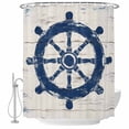 thumbnail image 2 of Navy Blue Rudder Coastal Waterproof Fabric Shower Curtain,Nautical Beach Ocean Vintage Waterproof Fabric Shower Curtain for Bathroom Curtains Bathtubs Shower Curtains with 12 Hooks Standard 72x72, 2 of 8