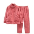 thumbnail image 4 of Coerni Boys Fuzzy Furry Outfits Cozy 2 Piece Zipper Pullover Sweatshirt and Jogger Pants Girl Winter Warm Thermal Set Tracksuit, 4 of 5