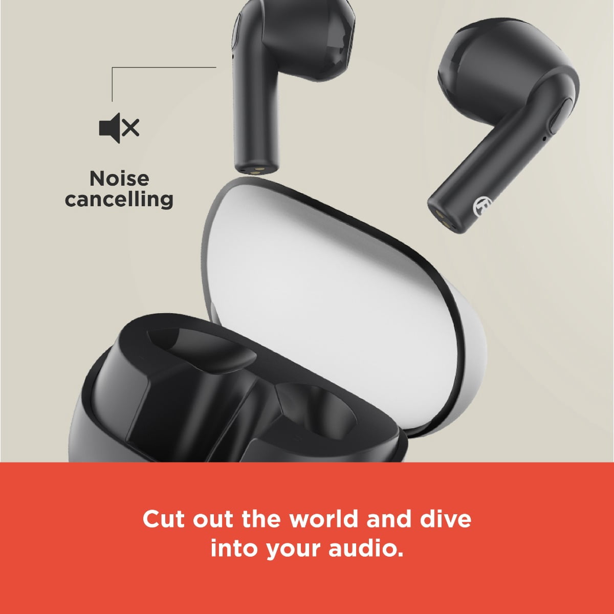 RadioShack Live Sound Wireless Bluetooth Earbuds with Noise Cancellation, IPX5 Waterproof, Black