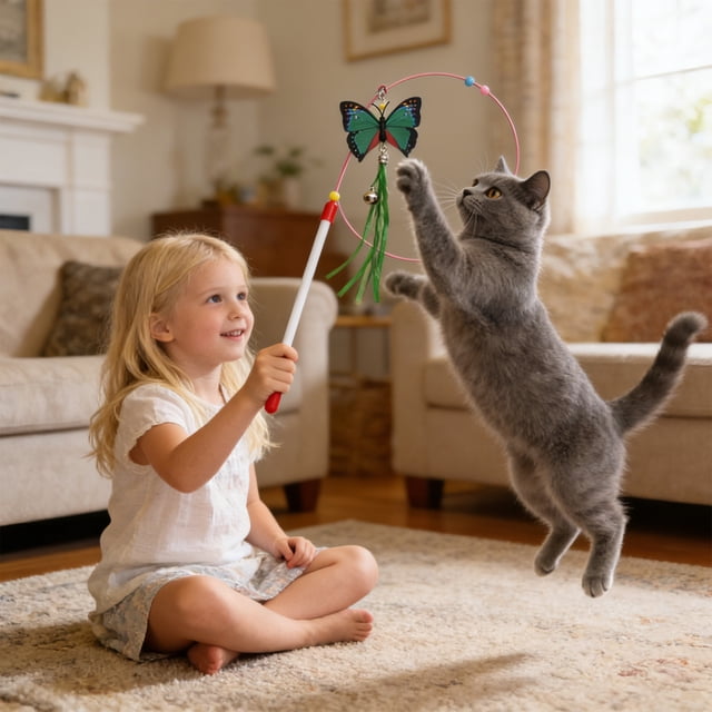 Retractable Cat Wand Toy Feather Teaser Stick Telescopic Interactive Exercise Toy Hunting Simulation Durable Handle, For Indoor Cats Play Training Bonding Stress Relief And Exercise