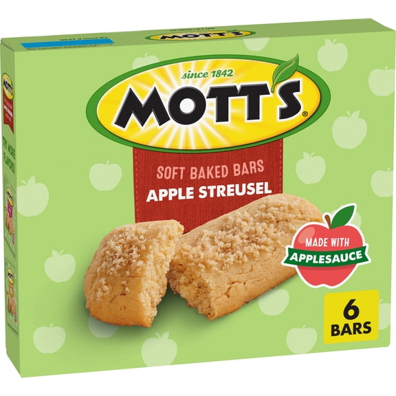 Mott's Soft Baked Bars, Apple Streusel, Made with Applesauce, 6 Count, 5.76 oz
