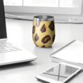 thumbnail image 3 of 12oz Stemless Wine Tumblers Yellow and Brown Of Leopard Print Vacuum Insulated Stainless Steel Travel Tumbler Cups Mug with Lid and Straw for Champaign,Cocktail,Beer with Cleaning Brush, 3 of 5