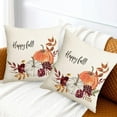thumbnail image 6 of Happy Fall Pumpkin Throw Pillow Covers 18x18 Set of 2 Outdoor Autumn Orange White Pumpkins Floral Pillows Cover Thanksgiving Farmhouse Linen Decorative Cushion Case for Couch Bed Decor, 6 of 6