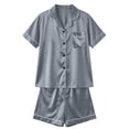 thumbnail image 4 of Vmvidoty 2 Piece Sleepwear Satin Pajamas for Women Set,Silky Short Sleeve Ladies Pajama Blue M, 4 of 4