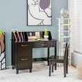 thumbnail image 2 of Kids Desk and Chair Set, Wooden Children School Desk with Hutch, Storage Drawer, Cabinets, Student Writing Desk for 3-8 Years Old, Kids Study Desk for Bedroom, Study Room (Dark Brown), 2 of 10