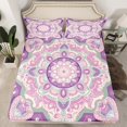 thumbnail image 2 of Manfei Boho Flower Floral Bed Sheets,bohemian Theme King Sheets,Purple Pink Sheet Set For Adults,Luxury Bedroom Decor,4-Piece, 2 of 7