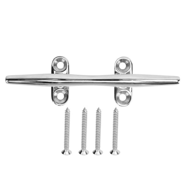 Boat Cleat Open Base Heavy Duty 316 Stainless Steel Boat Dock Cleats with Installation Screws for Marine Boat Dock Deck SS316‑6 Inch