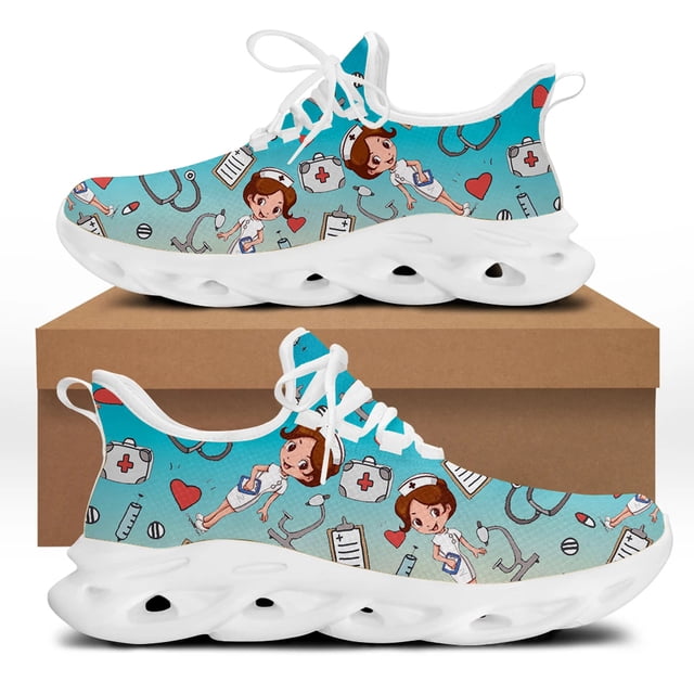 Zapatos de plataforma con degradado para mujer, zapatos de enfermera, zapatos de cuchilla, zapatillas deportivas para correr para mujer, calzado de malla ligera para mujer