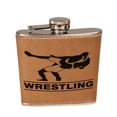 thumbnail image 1 of KuzmarK 6 oz. Leather Flask Set in Black Presentation Box -  Wrestling Match, 1 of 2
