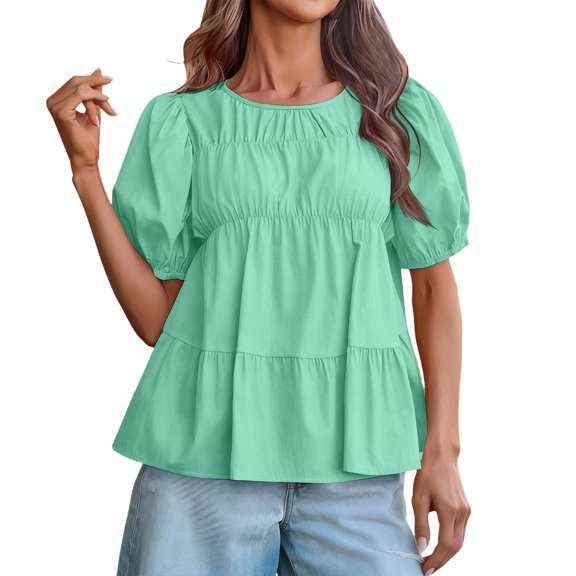 Womens Tops Short Sleeve Summer Tops For Women Casual Printed Round Neck Womens T Shirts