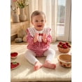 thumbnail image 6 of RUINIXCW Baby Girls Fall Plaid Romper Strawberry Embroidery Lace Ruffles Bodysuits, 6 of 8
