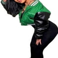 thumbnail image 2 of Women Loose Style Short Coat  Letters Embroidery Pattern Long Sleeve Jacket with Pocket  S/ M/ L, 2 of 4