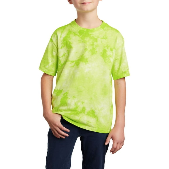 JustBlanks Youth Crystal Tie Dye 100 Cotton Rib Knit Collar Short Sleeves Vibrant Colors T Shirt