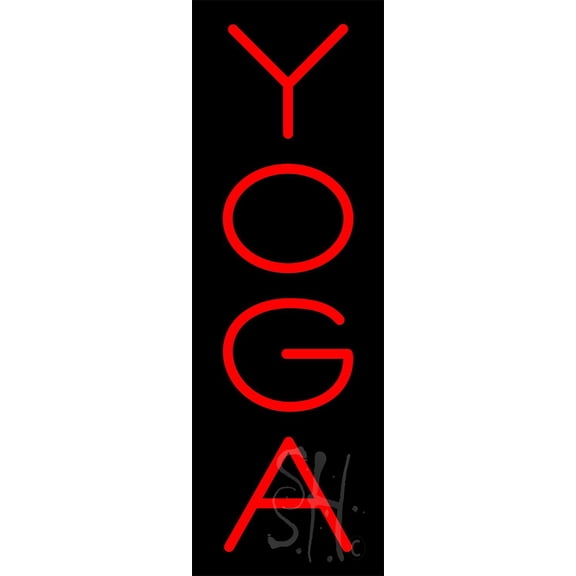 Vertical Red Yoga LED Neon Sign 24 x 8 - inches, Black Square Cut Acrylic Backing, with Dimmer - Bright and Premium built indoor LED Neon Sign for Spa interior decor and storefront.