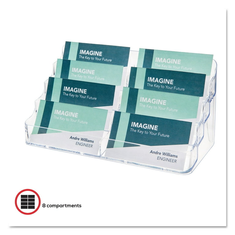 8-Pocket Business Card Holder, Holds 400 Cards, 7.78 x 3.5 x 3.38, Plastic, Clear 8-Pocket Business Card Holder, Holds 400 Cards, 7.78 x 3.5 x 3.38, Plastic, Clear
