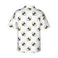 thumbnail image 3 of Balery Bee Print Men's Hawaiian Shirts Short Sleeve Beach Shirt Relaxed Fit Vacation Button Down Shirts-Small, 3 of 9