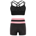 thumbnail image 2 of inhzoy Kids Girls 2PCs Athletic Tracksuits Raceback Crop Top with Shorts Gymnastic Workout Dancewear Activewear A Pink 8, 2 of 5