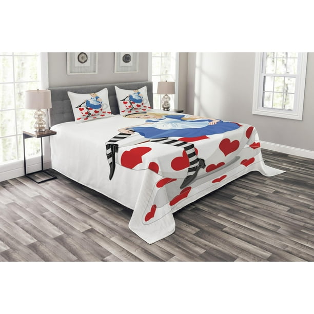Alice in Wonderland Bedspread Set, Alice Sitting on a Tea Cup with