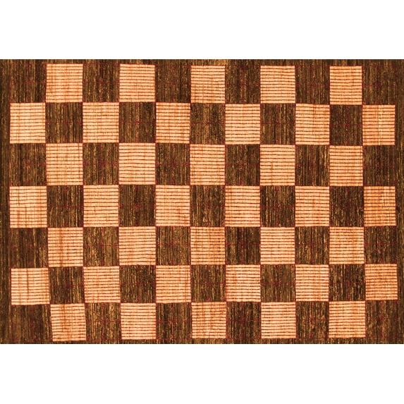 Ahgly Company Indoor Rectangle Checkered Orange Modern Area Rugs, 6' x 9'
