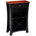 thumbnail image 2 of Jasper Wine Storage & Bar Cabinet With Glass Holders & Drawer, Black & Natural Wood, Transitional, 2 of 11