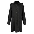 thumbnail image 3 of Patlollav Dress Womens Solid Color Long Sleeve Lapel Button Double Pockets Casual Loose Lapel Dresses, 3 of 6
