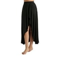thumbnail image 2 of Yartina Women's Retro High Waist Fold Over Swing Dance Asymmetric Maxi Long Skirt Black L, 2 of 6
