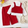 thumbnail image 4 of Xyant Toddler Baby Girl Clothes Outfit Long Sleeve Blouse Polo Shirt Top 3D Flower Vest Pants 3 Piece Outfits Set (Red,18-24 Months), 4 of 7