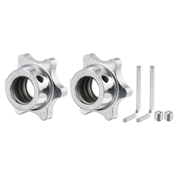Uxcell M25 Tuercas hexagonales de bloqueo de mancuerna para levantamiento de pesas de barra de mancuerna plateado 2 paquetes