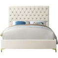 thumbnail image 6 of Meridian Furniture Cruz Solid Wood Tufted Velvet Queen Bed in Cream, 6 of 9